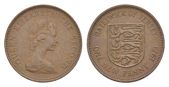 Джерси 1 новый пенни 1971 Елизавета II (1952-2022), герб KM 30 бронза 4124-741