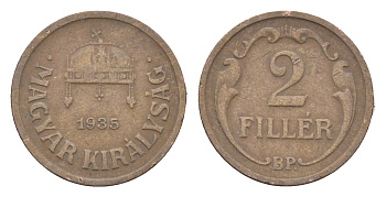 Венгрия 2 филлера 1935 BP KM 506 бронза 4665-445