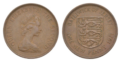 Джерси 1 новый пенни 1971 Елизавета II (1952-2022), герб KM 30 бронза 4124-741