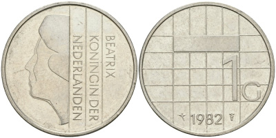 Нидерланды 1 гульден 1982 Беатрикс (1980-2013) KM 205 никель 4579-356
