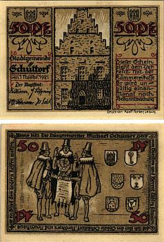 ШЮТТОРФ 50 ПФЕННИГОВ 1921 НОТГЕЛЬД, 1 НОЯБРЯ 1921, ЗЕМЛЯ НИЖНЯЯ САКСОНИЯ Grabowski 1202.1 бумага 8608-13-1-2