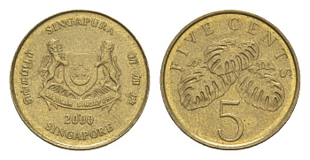 Сингапур 5 центов 2000 KM 99 алюминиевая бронза 4154-943