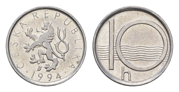 Чехия 10 геллеров 1994 KM 6 алюминий 4623-753