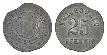 Фуртванген 25 пфеннигов 1918 брак чекан - выкус Funck 148.3, Men18 10731.3 цинк 1517-1144
