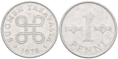 ФИНЛЯНДИЯ 1 ПЕННИ 1974 КМ 44a алюминий 3309-266