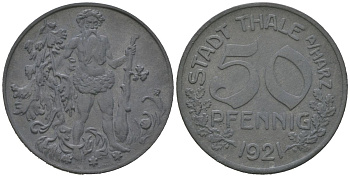 Тале-ам-Гарц (Саксония) 50 пфеннигов 1921 Funck 537.3, Men18 31185.1 цинк 4380-254