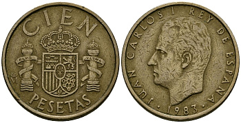 Испания 100 песет 1983 Хуан Карлос I (1975-2014) KM 826 алюминиевая бронза 4586-157