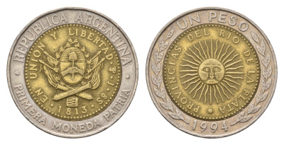 Аргентина 1 песо 1994 KM 112 биметалл 4116-417