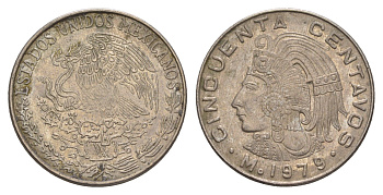 Мексика 50 сентаво 1979 Куаутемок, последний правитель империи ацтеков KM 452 медно-никель 4656-1214