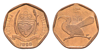 Ботсвана 5 тхебе 1998 KM 26 сталь плакированная медью UNC 4387-1123