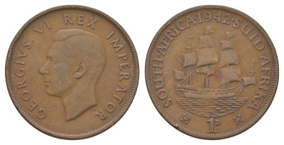 ЮАР 1 пенни 1942 KM 25 бронза 4512-411