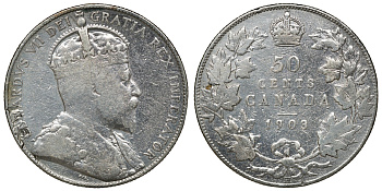 Канада 50 центов 1903 H, Эдуард VII KM 12 серебро 4044-733