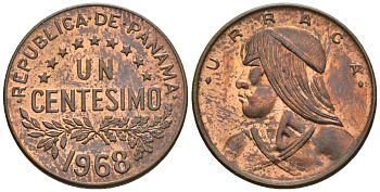 Панама 1 сентесимо 1968  KM 22 бронза  aUNC  4609-837