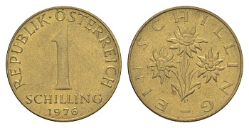 Австрия 1 шиллинг 1976 KM 2886 алюминиевая бронза UNC 4561-653