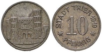 Трир 10 пфеннигов 1919 Funck 549.6, Men18 31517.6 железо 112-113