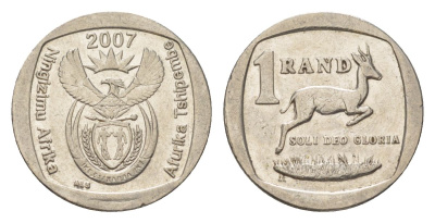 ЮАР 1 ранд 2007 KM 344 медь плакированная никелем 4627-455