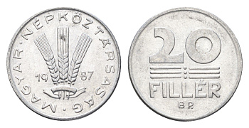 Венгрия 20 филлеров 1987 BP KM 573 алюминий 4668-131