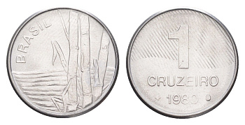 Бразилия 1 крузейро 1980 KM 590 нержавеющая сталь UNC 4644-466