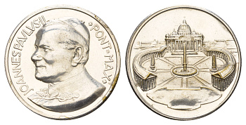 Ватикан медаль в честь избрание папой римским Иоанна Павла II ND (1978) Иоанн Павел II, Площадь Святого Петра, диаметр 30 мм, вес 11,8 гр медно-никель плакированный серебро 4117-1144