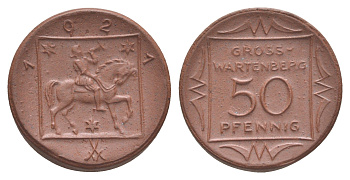 Гросс-Вартенберг 50 пфеннигов 1921 Men05 9859.3, Men17 12285.3, Scheuch 135a фарфор 1094-10-21
