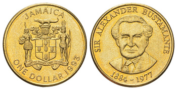 Ямайка 1 доллар 1993 KM 145 никель латунь UNC 4612-914