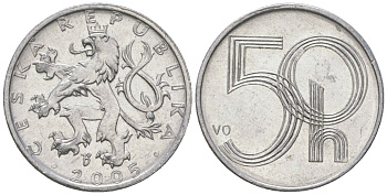 Чехия 50 геллеров 2005 b’ KM 3 алюминий aUNC 4528-537