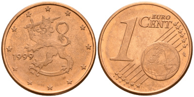 Финляндия 1 евроцент 1999  KM 98 сталь плакированная медью  UNC  4189-216