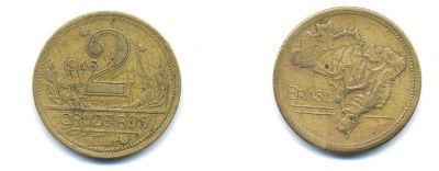 БРАЗИЛИЯ 2 КРУЗЕЙРО 1946 KM 559 алюминевая бронза 76-955