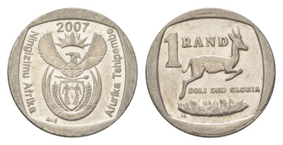 ЮАР 1 ранд 2007 KM 344 медь плакированная никелем 4627-457