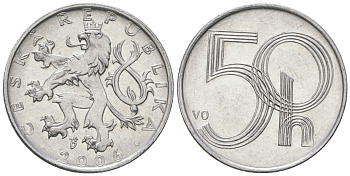 Чехия 50 геллеров 2006 b’ KM 3 алюминий aUNC 4528-546
