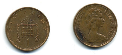 Великобритания 1 пенни 1974 Елизавета II (1952-2022) КМ 915, Spink B1 бронза 4110-755