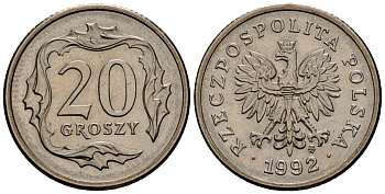 Польша 20 грошей 1992 Y 280 медно-никель 4164-967