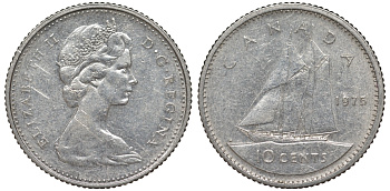 Канада 10 центов 1972 парусник KM 77.1 никель 4596-353