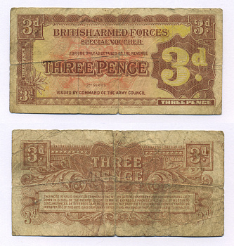 Великобритания 3 пенса 1948 вторая серия, для вооруженных сил Pick М16а бумага 6318-2-2-2