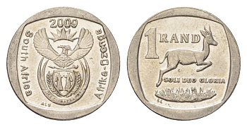 ЮАР 1 ранд 2009 KM 468 медь плакированная никелем 4627-541