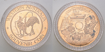 Австралия медаль "Западная Австралия" 1987 в оригинальной красочной капсуле бронза BU 1090-5-11