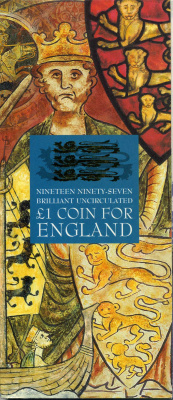 Великобритания 1 фунт 1997 Елизавета II (1952-2022), в оригинальном буклете KM 975, Spink 4340 никель латунь BUNC 00-00