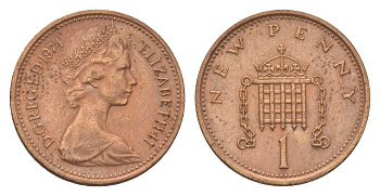 Великобритания 1 пенни 1974 Елизавета II (1952-2022) KM 915, Spink 4237 бронза 4627-646
