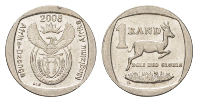 ЮАР 1 ранд 2008 KM 444 медь плакированная никелем 4627-531