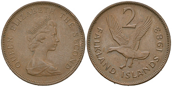 Фолклендские острова (Фолкленды) 2 пенни 1983 KM 3 бронза 4620-116