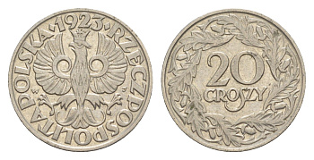 Польша 20 грошей 1923 Y 12 никель 4643-1064