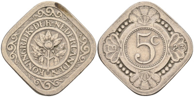 Нидерланды 5 центов 1923 Вильгельмина (1890-1948) KM 153 медно-никель 4585-646