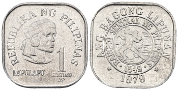 Филиппины 1 сентимо 1979 вождь острова Мактан Лапу-Лапу KM 205 алюминий  UNC  220-1065