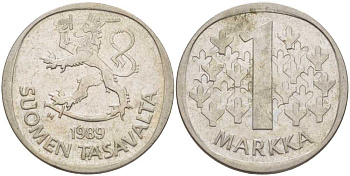 ФИНЛЯНДИЯ 1 МАРКА 1989 М KM 49а медно-никель 61-1233