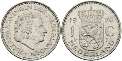 Нидерланды 1 гульден 1976 Юлиана (1948-1980) KM 184а никель 94-642