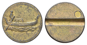 Италия жетон на одну поездку на лодке в парке развлчений диаметр 24 мм, вес 4 гр никель латунь 4670-554
