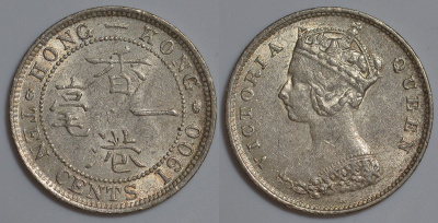 Гонконг 10 центов 1900 Виктория (1837-1901) KM 6.3 серебро XF-UNC 91-421