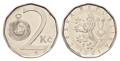 Чехия 2 кроны 2001 KM 9 сталь плакированная никелем 4615-965