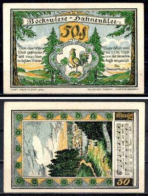 Боксвизе-Ханенклее (Пруссия, Ганновер) 50 пфеннигов ND Mehl Grabowski 131.1-5/6 бумага UNC (пресс) 7556-51-2-1