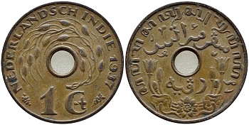 Нидерландская Восточная Индия 1 цент 1937 KM 317 бронза 4398-212